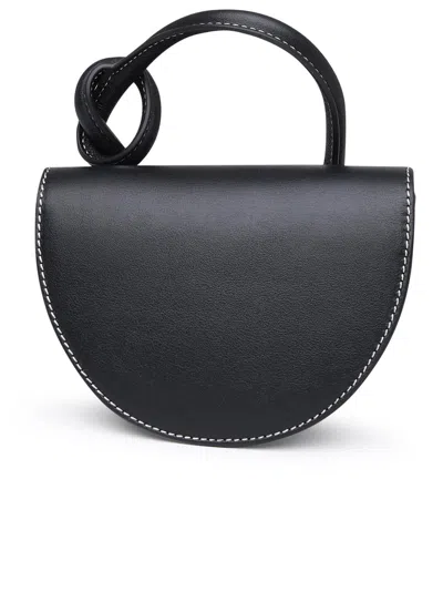 Shop Yuzefi Black Leather Mini Pretzel Bag Woman