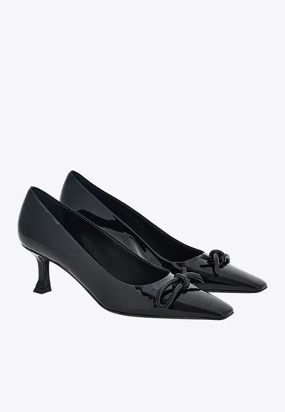 Ferragamo Annie Patent Knot Pumps In Black