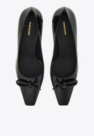 Ferragamo Annie Patent Knot Pumps In Black