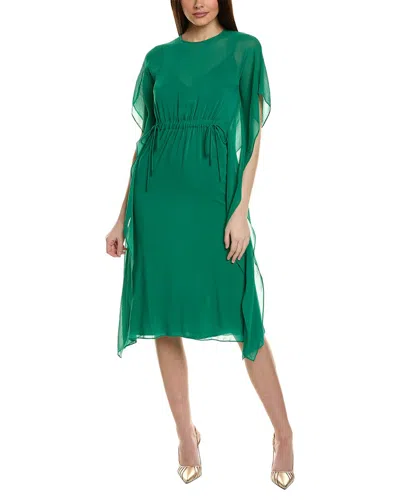 Shop Max Mara Studio Calenda Silk-blend Caftan Dress In Green