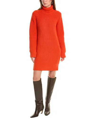 Shop Michael Kors Shaker Turtleneck Cashmere Dress In Orange