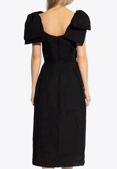 Shop Chloé Bow-straps Midi Dress In Black