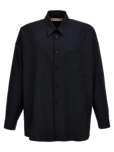 Shop Marni Cool Wool Shirt In Blue