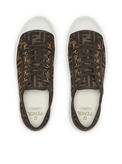 Shop Fendi Sneakers Shoes In Brown