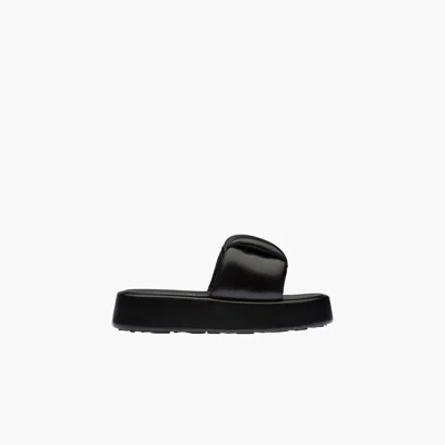Miu Miu Padded Leather Sandals In Black