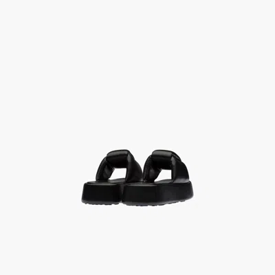 Miu Miu Padded Leather Sandals In Black