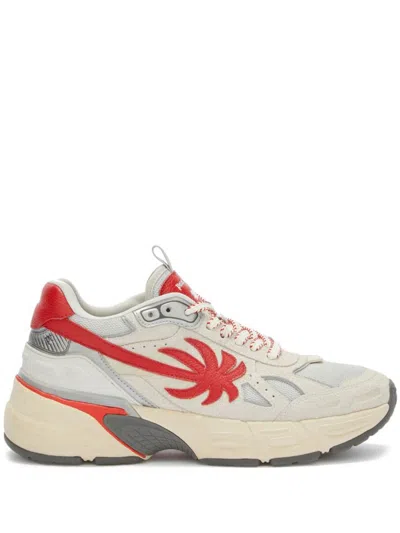 Shop Palm Angels The Palm Runner Sneakers In Beige Red