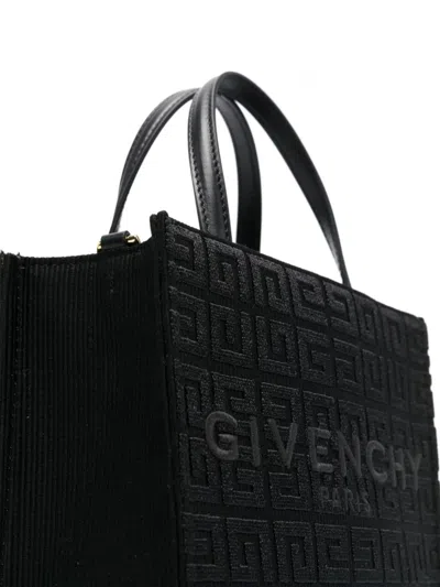 Givenchy Structured Black Mini G-tote Bag With Embroidered Monogram In Black