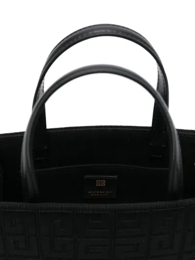 Givenchy Structured Black Mini G-tote Bag With Embroidered Monogram In Black