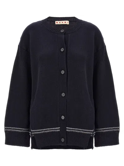 Shop Marni Logo Cardigan Sweater, Cardigans In Blue