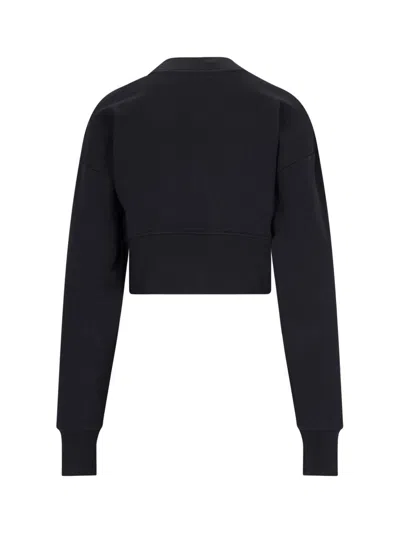 Shop Balmain "cropped Sweatshirt With Buttons In Black