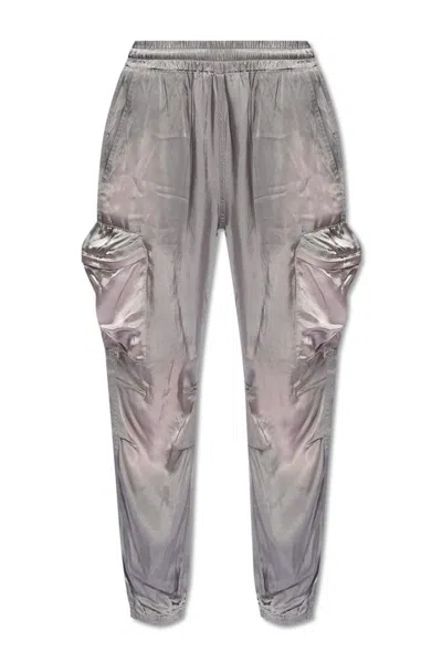 Diesel Cargo Pocket Trousers Elastic Cuffs In Silver