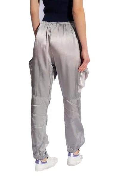 Diesel Cargo Pocket Trousers Elastic Cuffs In Silver