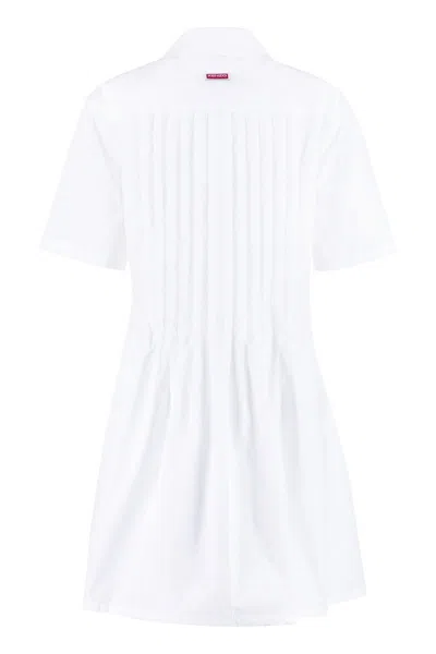Shop Kenzo Pleated Chemise Dress In White