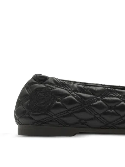Burberry Quilted Leather Sadler Ballet Flats In Black