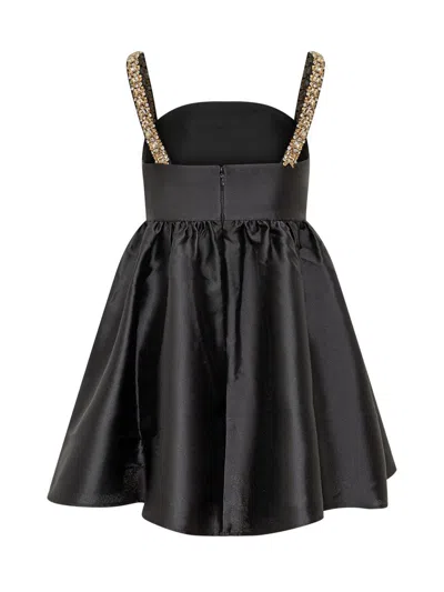 Shop Self-portrait Taffeta Mini Dress In Black