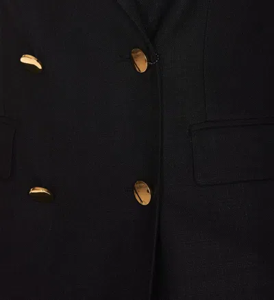Tagliatore Double-breasted Wool Jacket Peak Lapels In Black