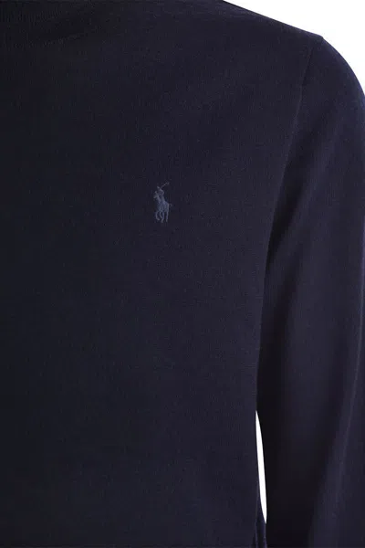 Shop Polo Ralph Lauren Wool Turtleneck Sweater In Navy Blue