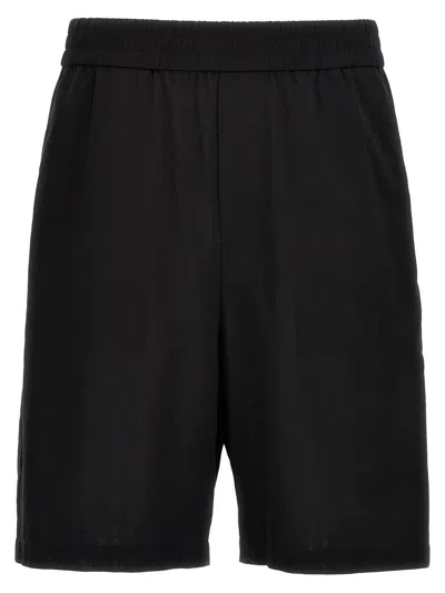 Shop Ami Alexandre Mattiussi Ami Paris Logo Plaque Bermuda Shorts In Black