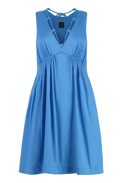 Shop Pinko Avengers Cotton Mini-dress In Blue