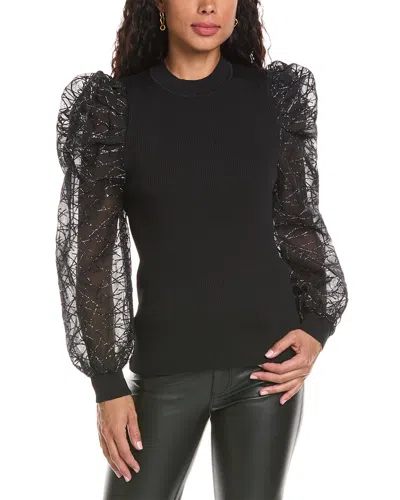 Shop Gracia Puff Sleeve Sweater In Black