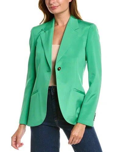 Shop Lafayette 148 Fae Cutaway Silk-blend Blazer In Green