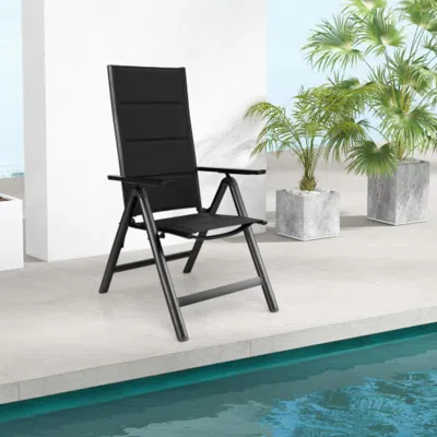 Hivvago Outdoor Dining Chair With Soft Padded Seat And 7-position Adjustable Backrest-black