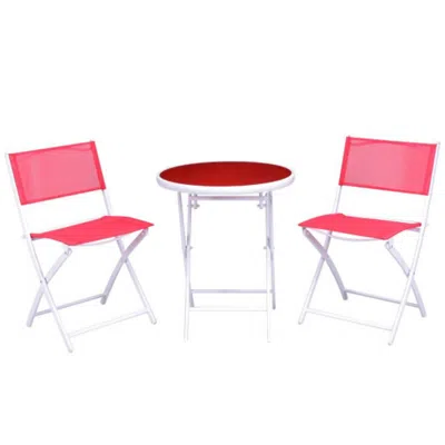 Hivvago 3 Pieces Patio Folding Bistro Set For Balcony Or Outdoor Space-red
