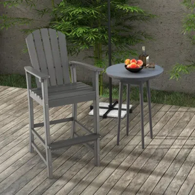 Hivvago 30 Inches Counter Height Outdoor Hdpe Bar Stool With Armrests And Footrest-gray