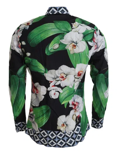 Dolce & Gabbana Multicolor Floral Slim Gold Formal Shirt In Multicolor