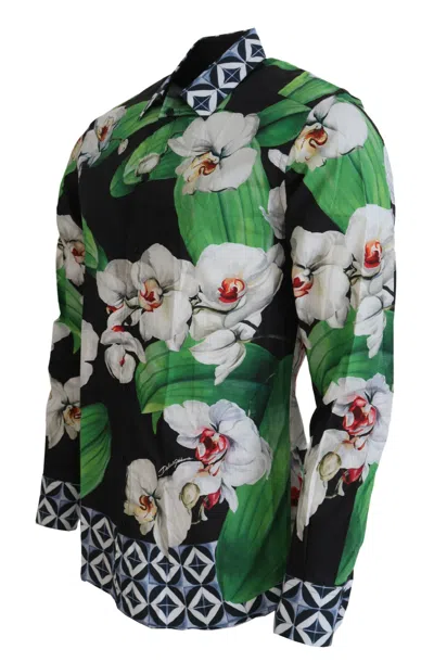 Dolce & Gabbana Multicolor Floral Slim Gold Formal Shirt In Multicolor