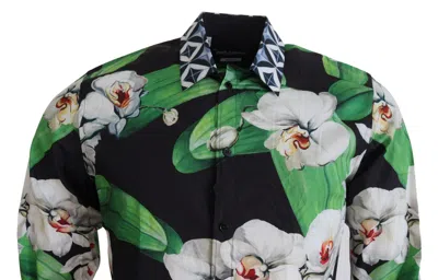 Dolce & Gabbana Multicolor Floral Slim Gold Formal Shirt In Multicolor