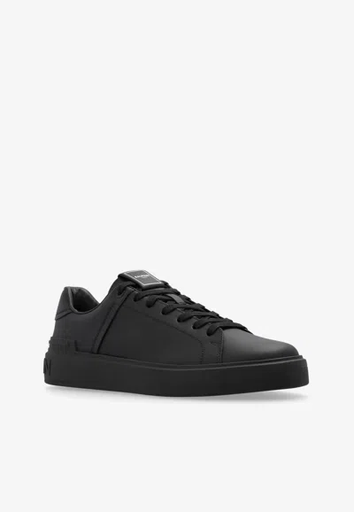 Balmain Court Round Toe Flat Sole Sneakers In Black