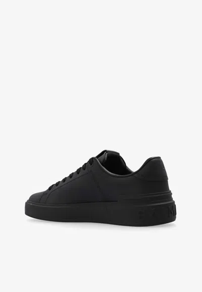 Balmain Court Round Toe Flat Sole Sneakers In Black