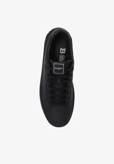 Balmain Court Round Toe Flat Sole Sneakers In Black