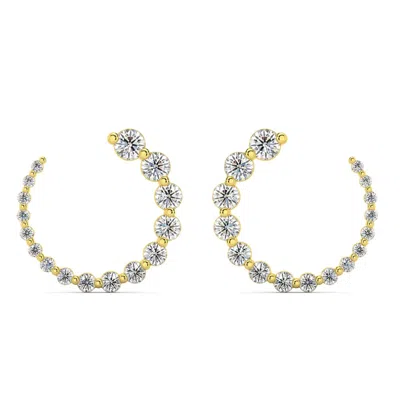 Pompeii3 1 1/2ct Graduated Diamond Circle Earrings 14k Gold Journey Studs Lab Grown In Silver