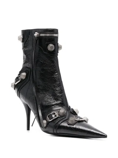 Balenciaga Cagole 50 Ankle Boots In Lamb Leather In Black