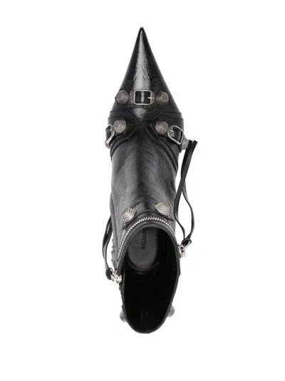Balenciaga Cagole 50 Ankle Boots In Lamb Leather In Black