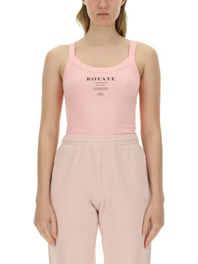 Shop Rotate Birger Christensen Rotate Tank Top With Logo In Pink