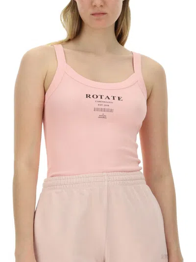Shop Rotate Birger Christensen Rotate Tank Top With Logo In Pink