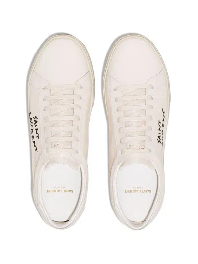 Shop Saint Laurent Court Sl/06 Canvas Sneakers In White