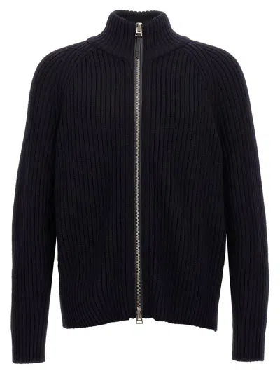 Shop Tom Ford Ribbed Cardigan In Blue