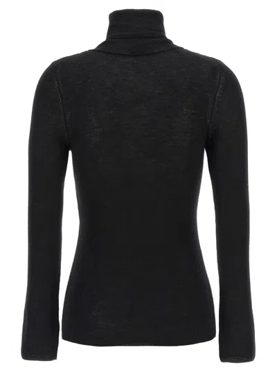 Tom Ford Turtleneck Long-sleeve Fine Cashmere-silk Top In Black