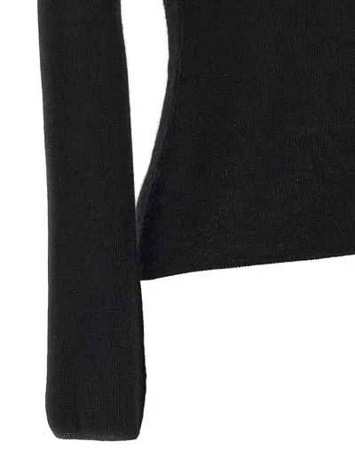 Tom Ford Turtleneck Long-sleeve Fine Cashmere-silk Top In Black