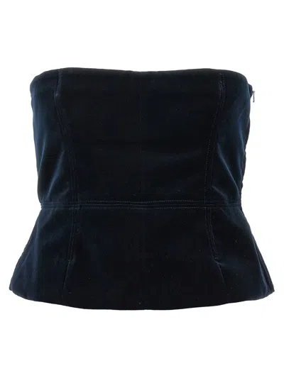 Tom Ford Velvet Strapless Top Fitted Silhouette In Blue