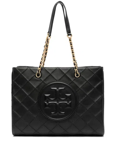Shop Tory Burch Fleming Soft Leather Tote Bag In Black