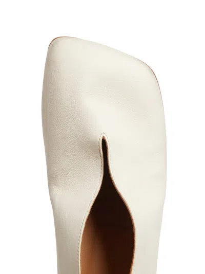 Uma Wang Asymmetric-toe Leather Ballerina Shoes In White