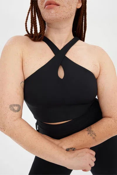Girlfriend Collective Black Becca X Neck Bra