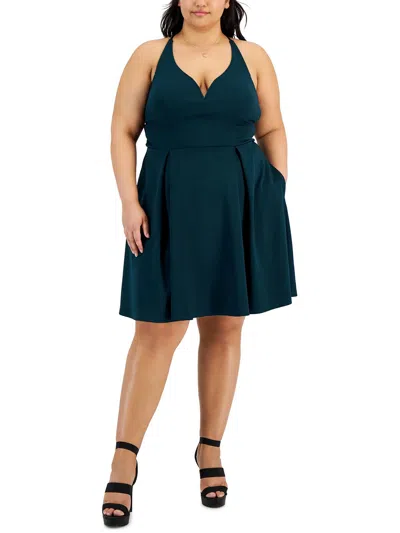 City Studios Plus Womens Criss-cross Back Knee Length Fit & Flare Dress In Multi