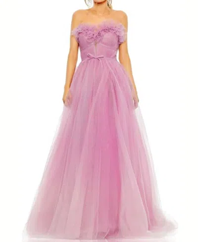 Mac Duggal Strapless Glitter Tulle Gown In Pink